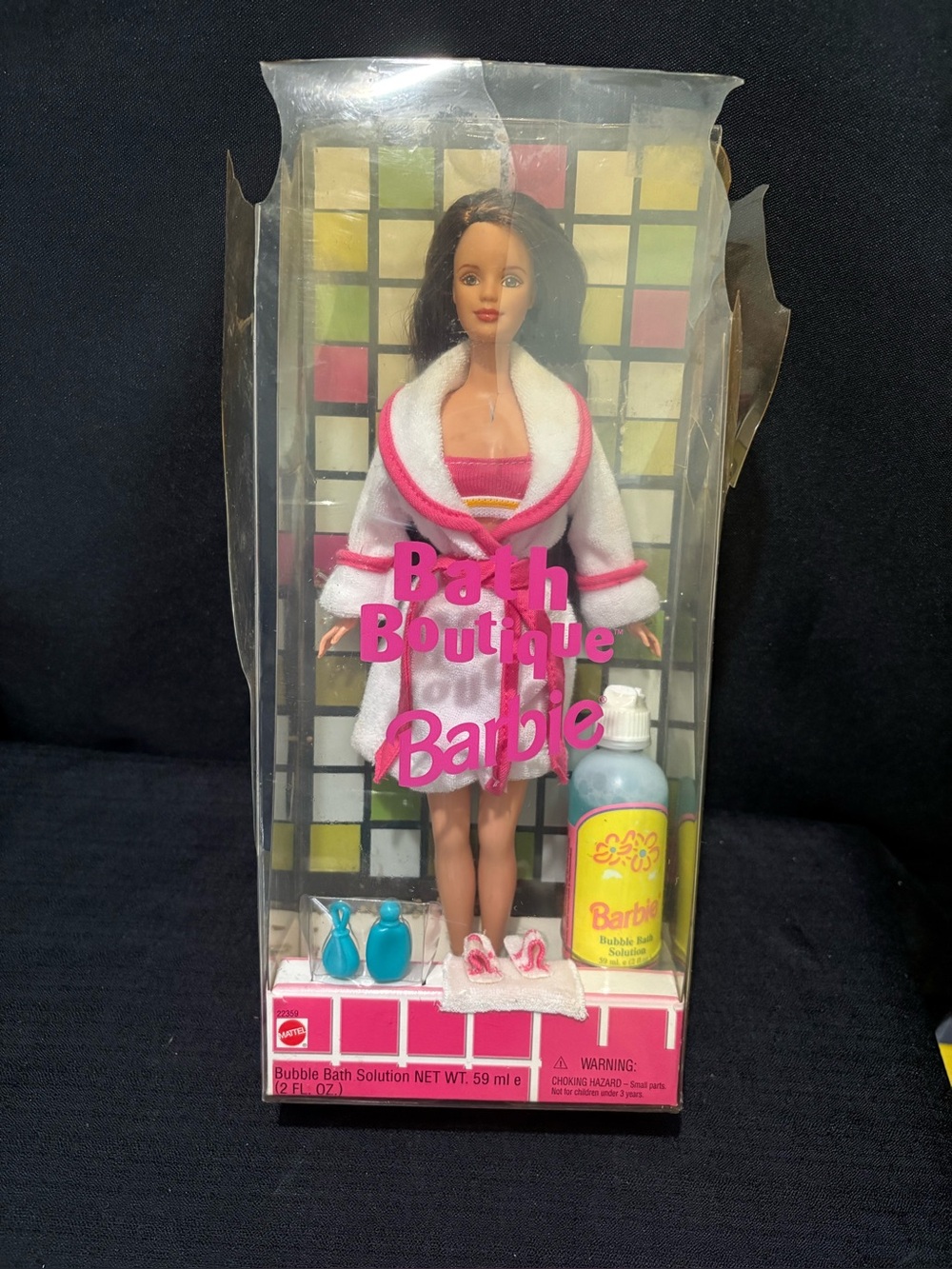 VINTAGE 1998 Mattel Bath Boutique Brunette Barbie (Model 22359) BOX DAMAGED